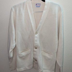 Cream/Off White Vintage 1950s Gender Neutral Unisex Award Sweater